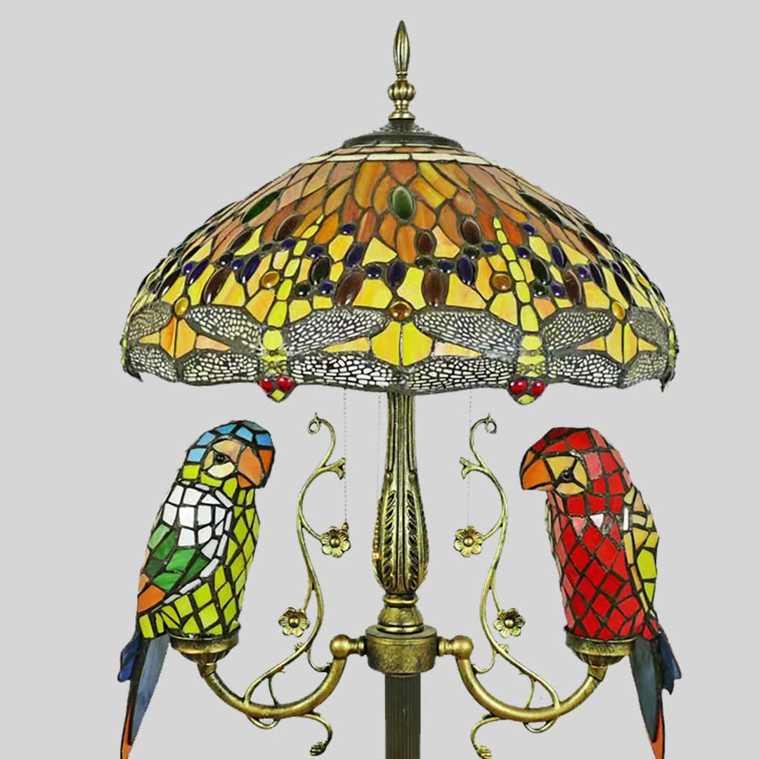 Yellow parrot floor lamp