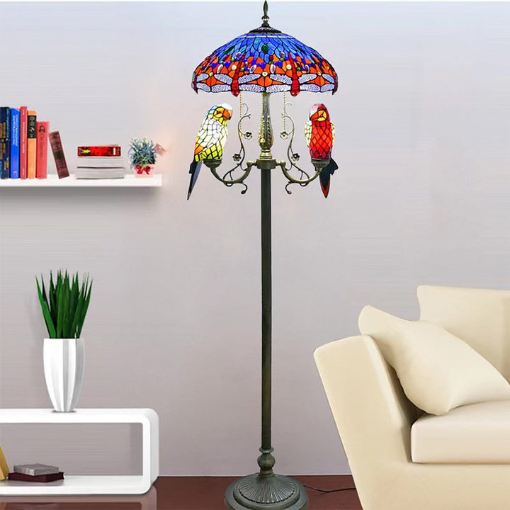 Blue parrot floor lamp