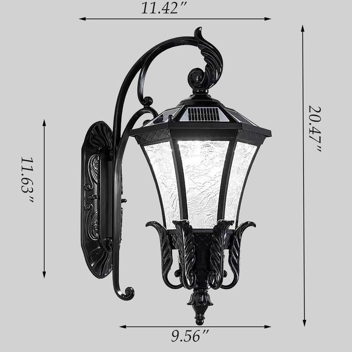 Solar black outdoor wall light