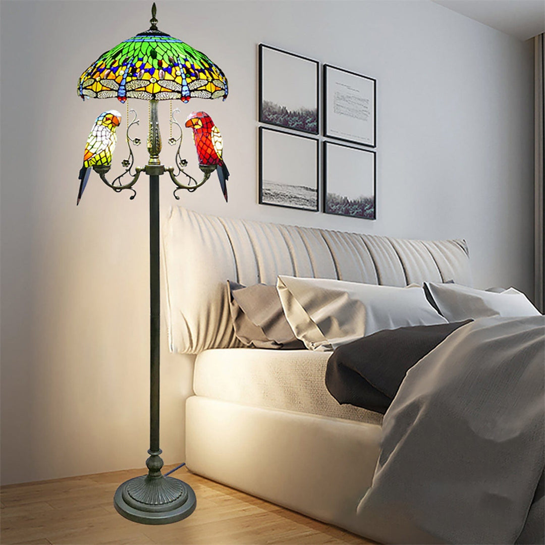 Green parrot floor lamp