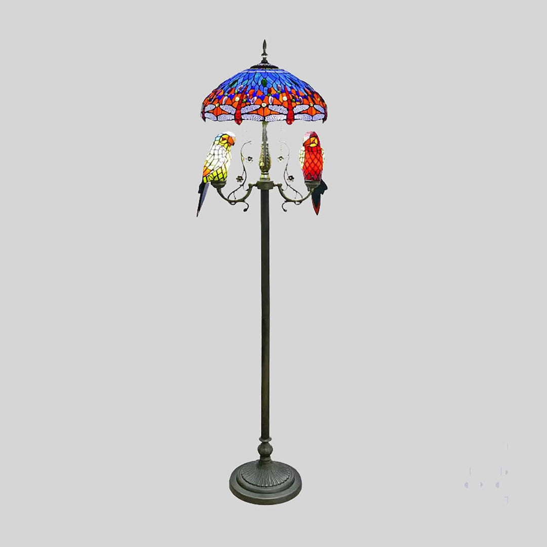 Blue parrot floor lamp
