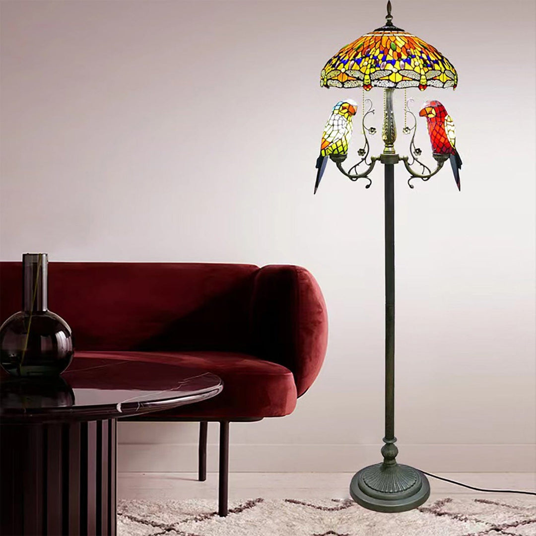 Yellow parrot floor lamp