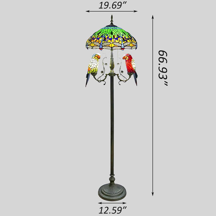 Green parrot floor lamp