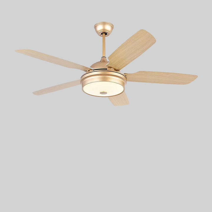 Golden wooden ceiling fan