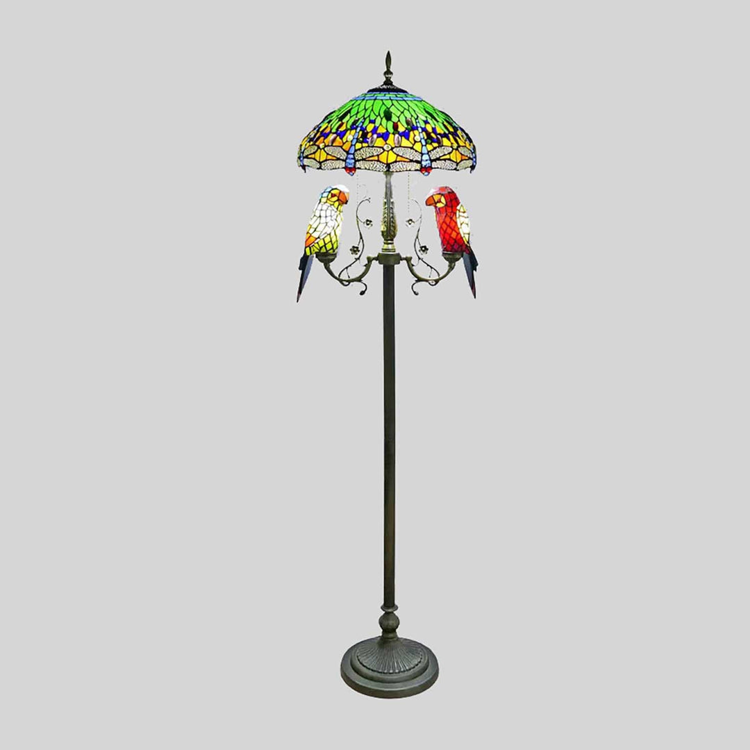 Green parrot floor lamp