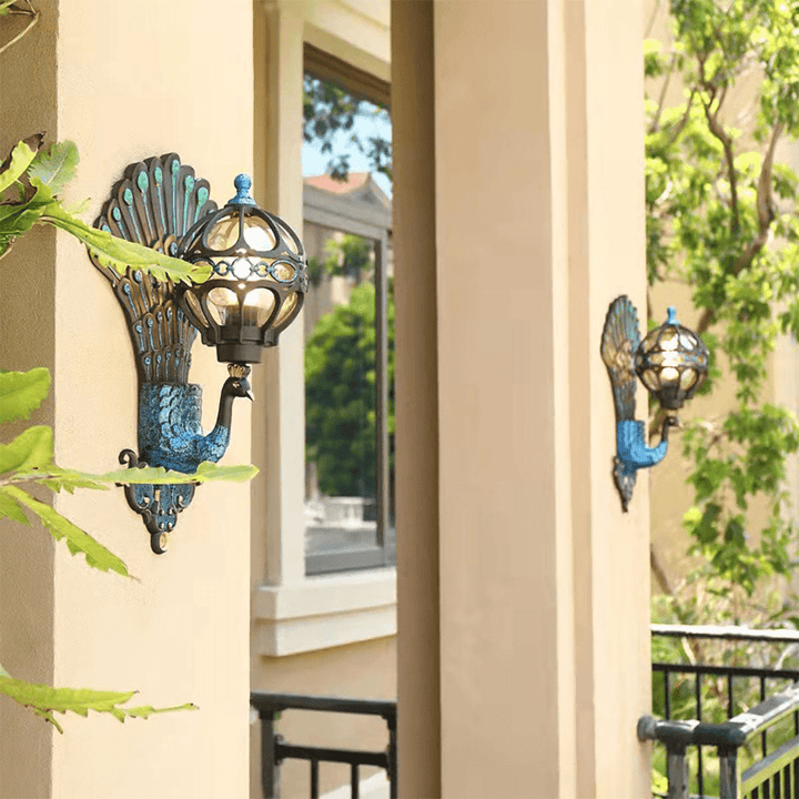 Peacock outdoor wall light