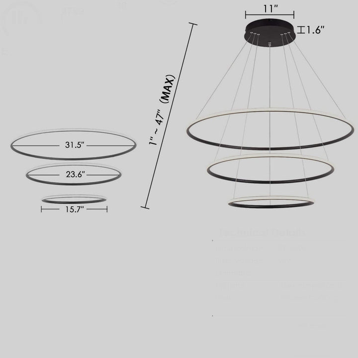 Three-Ring LED Ceiling Lamp