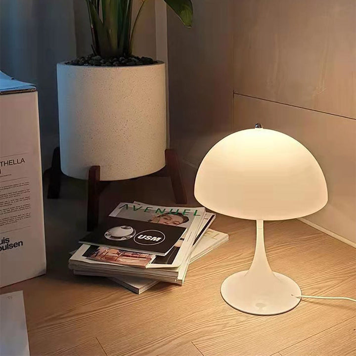 White mushroom table lamp
