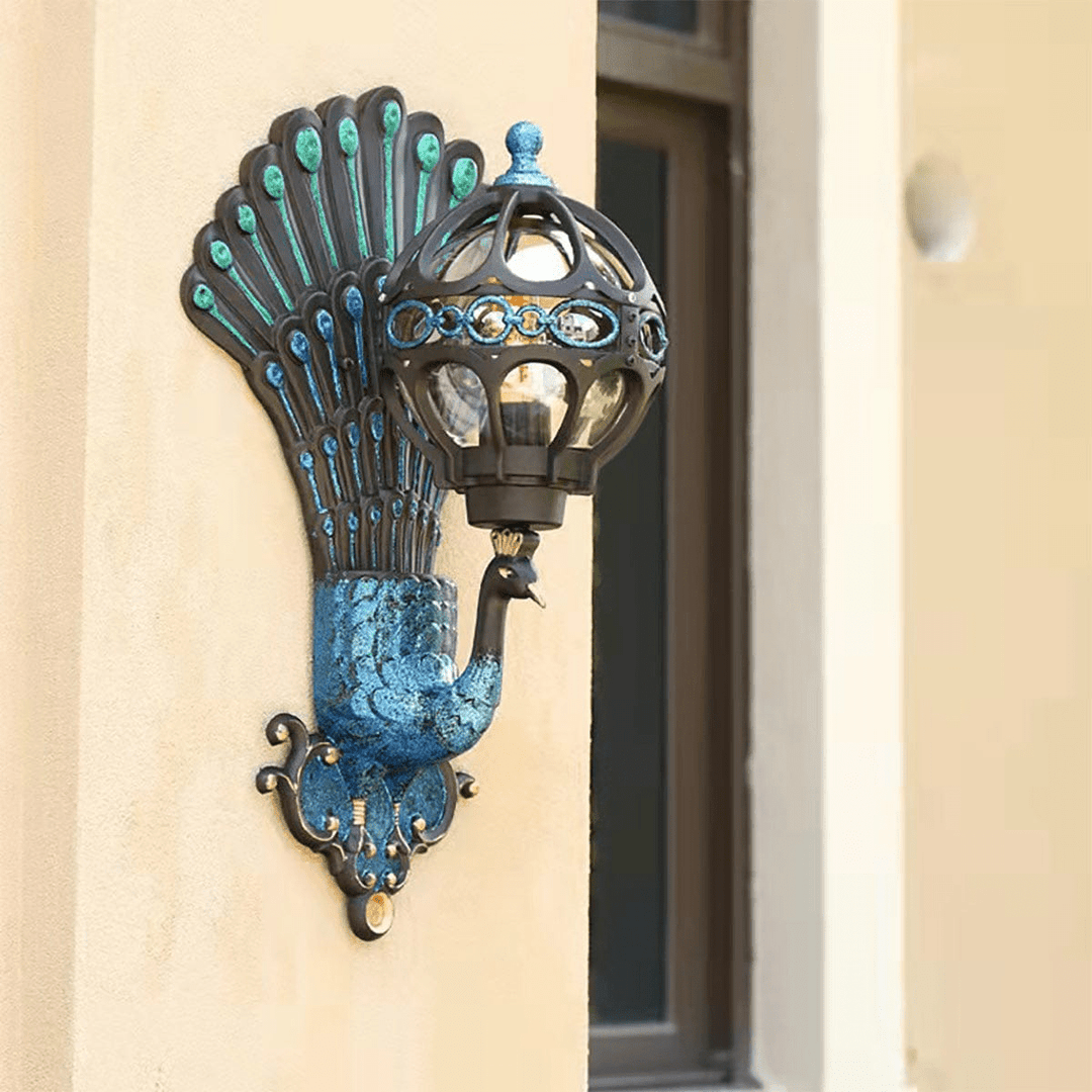 Peacock outdoor wall light