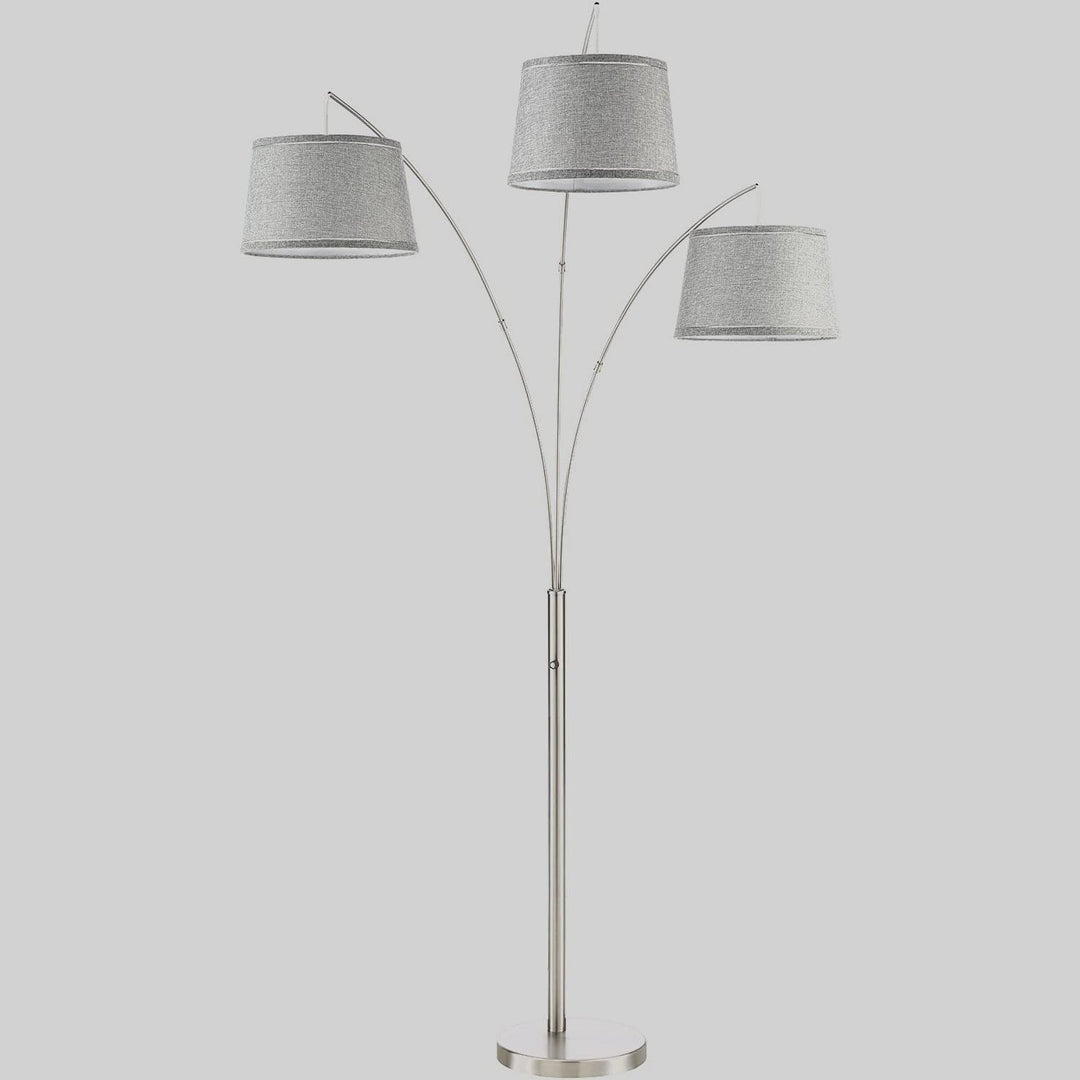Linen lampshade arc floor lamp