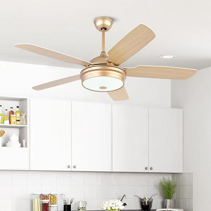 Golden wooden ceiling fan
